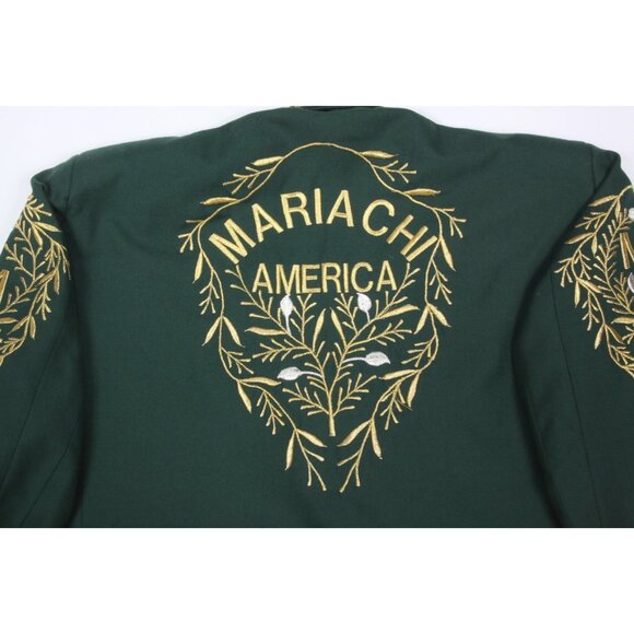 Rare Vintage Mariachi America Western Cowboy Jacket Pants Green 40W 1970s - 259 - Picture 5 of 13
